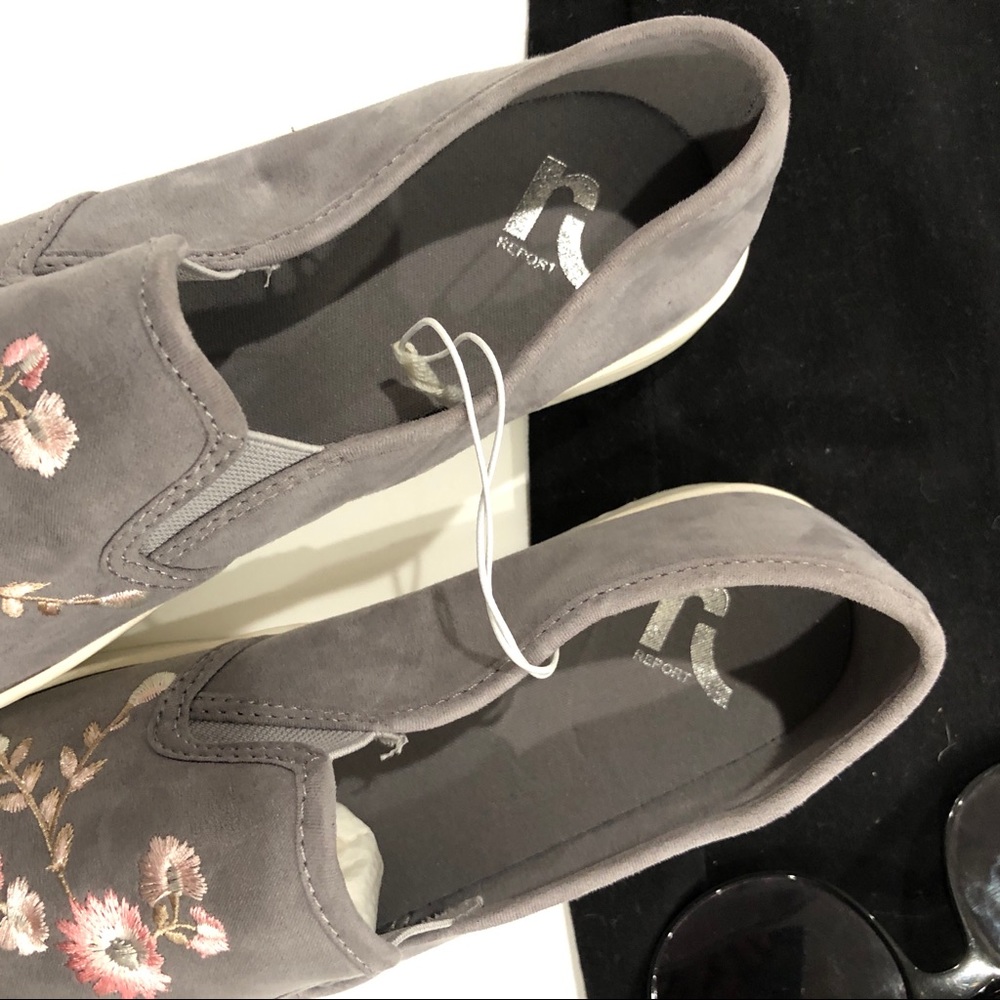 Floral Gray Slip On Shoes - Picture 2 of 5